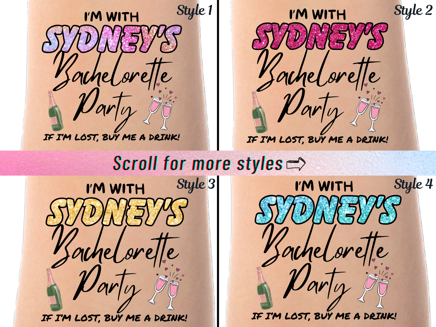 I'm With Bachelorette Party – Premium Custom Bachelorette Tattoos