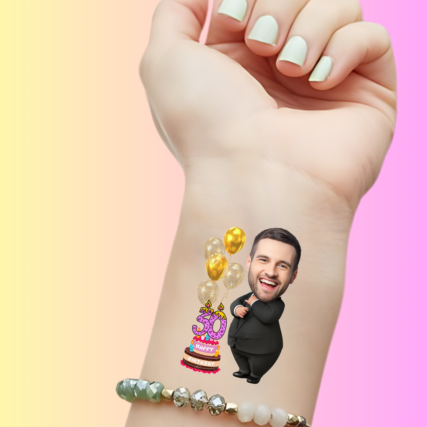 Golden Celebration – Premium Custom Birthday Tattoos