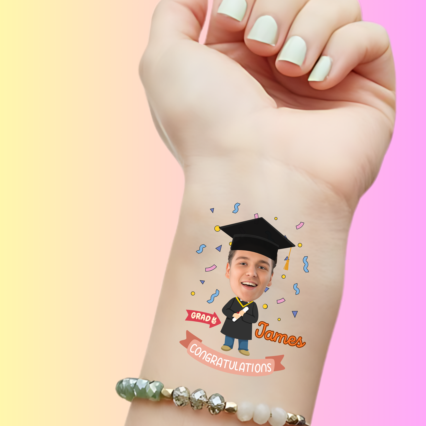 Confetti Grad โ Premium Custom Graduation Tattoos