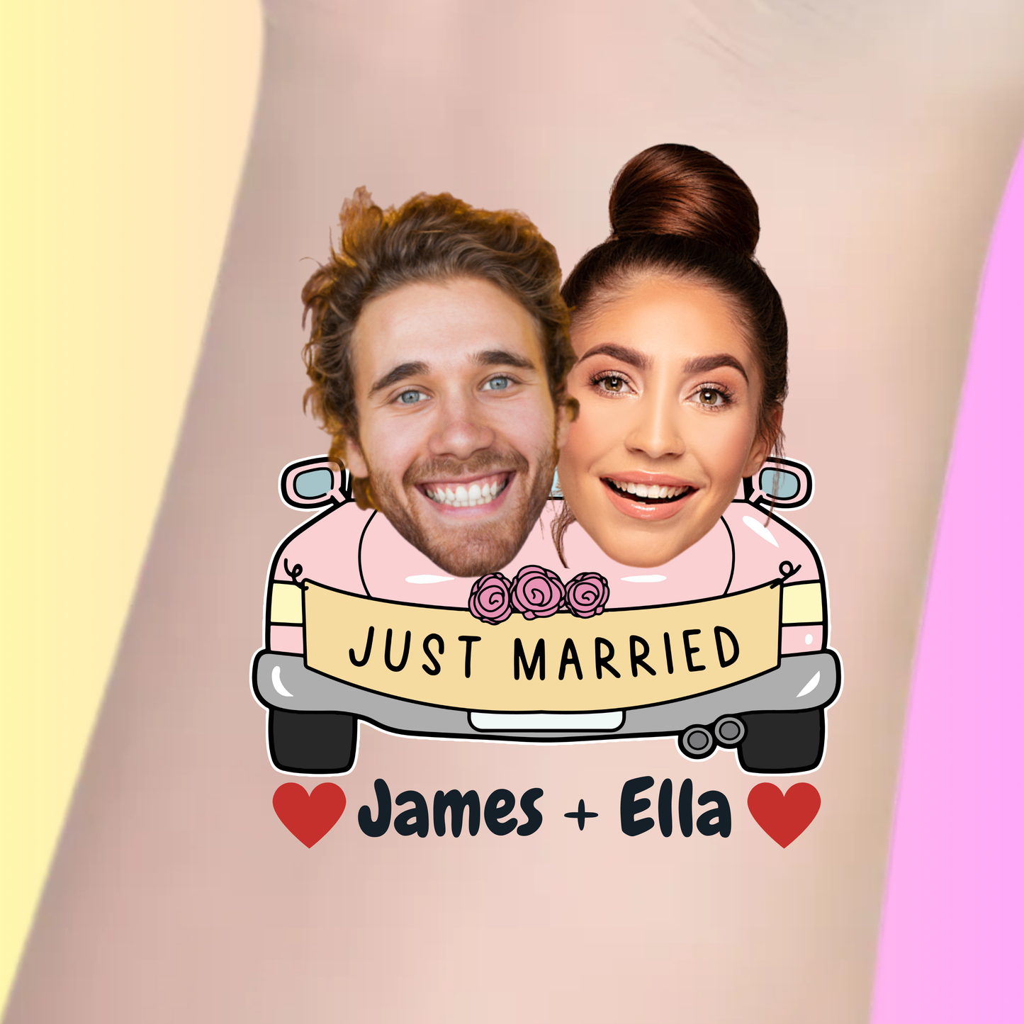 Just Married Car Ride – Premium Custom Wedding Tattoos