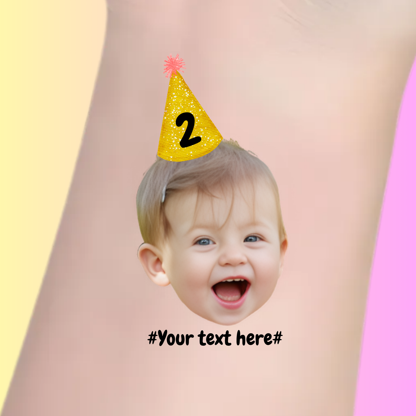 Glitter Hat Joy – Premium Custom Birthday Tattoos