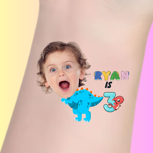 Roarin' Dino – Premium Custom Birthday Tattoos