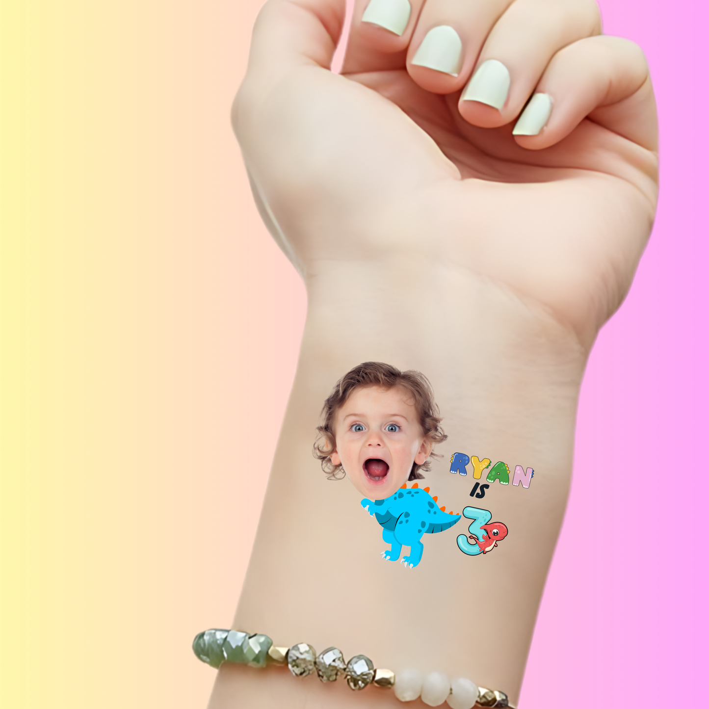 Roarin' Dino – Premium Custom Birthday Tattoos
