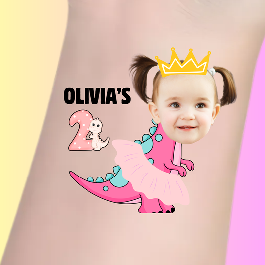 Pretty in Pink Dino – Premium Custom Birthday Tattoos