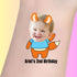 Custom temporary tattoo with child face fox character and text Ariel’s 2nd Birthday for personalized party favor