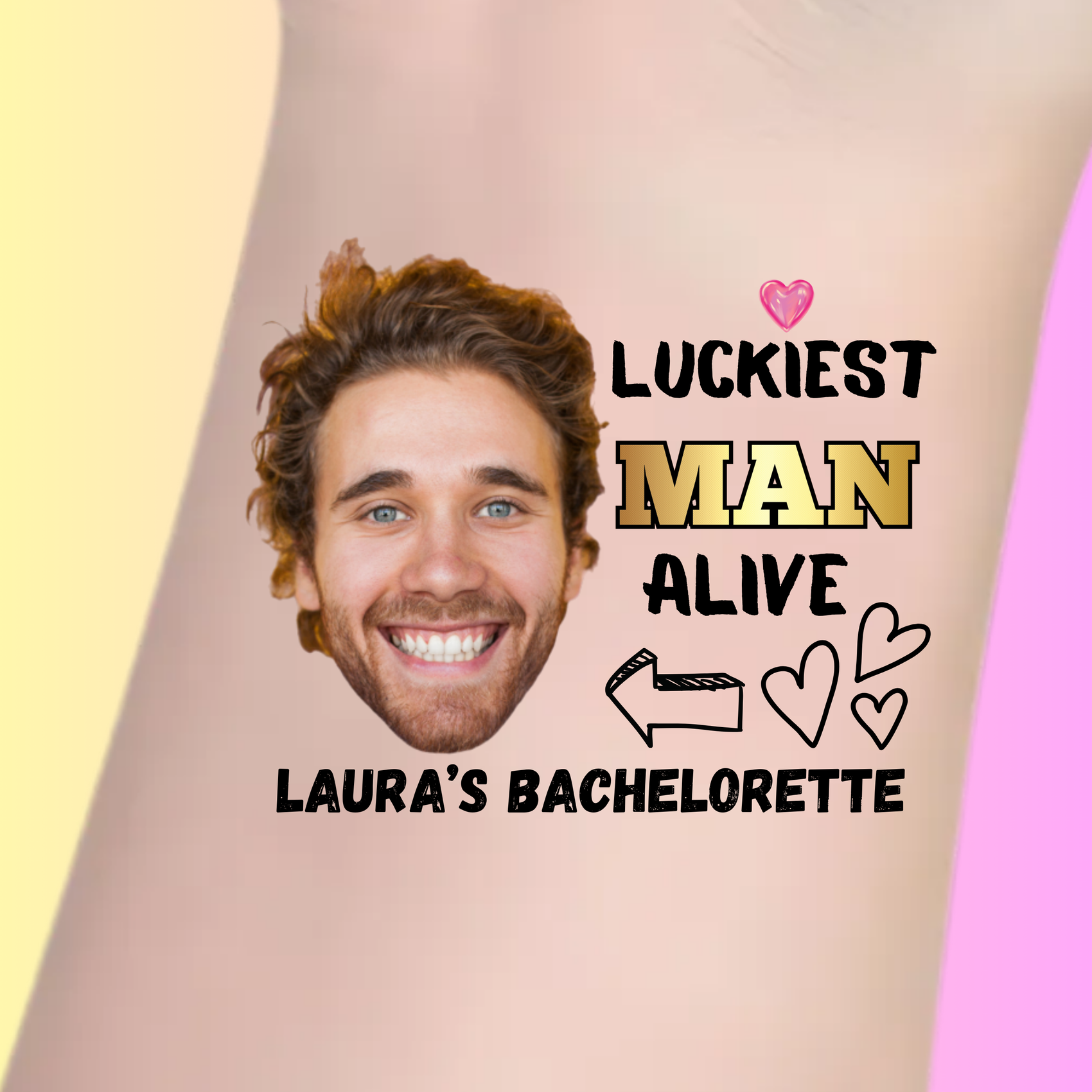 Custom Bachelorette Temporary Tattoos: Luckiest Man Alive
