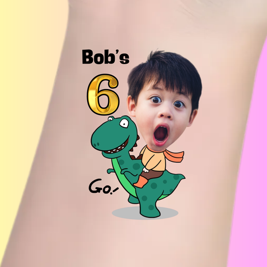 Dino Rider Birthday - Premium Custom Birthday Tattoos
