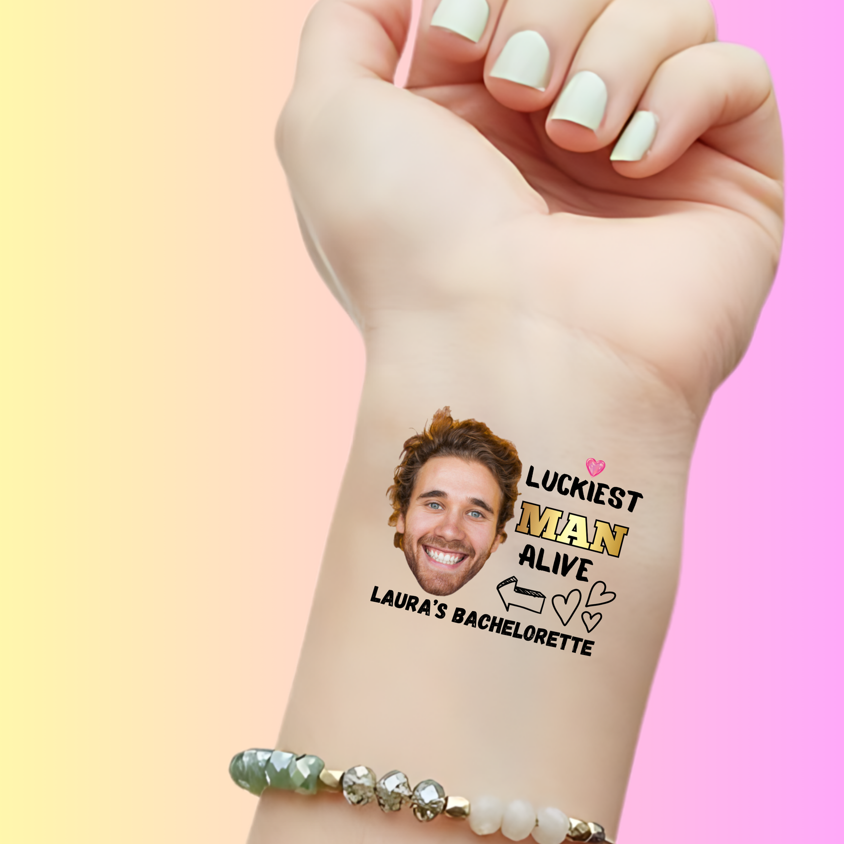 Custom Bachelorette Temporary Tattoos: Luckiest Man Alive