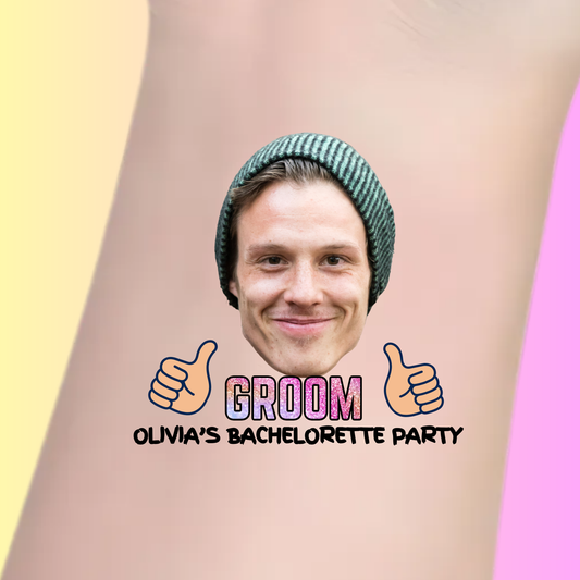 Groom's Face Thumbs Up – Premium Custom Bachelorette Tattoos