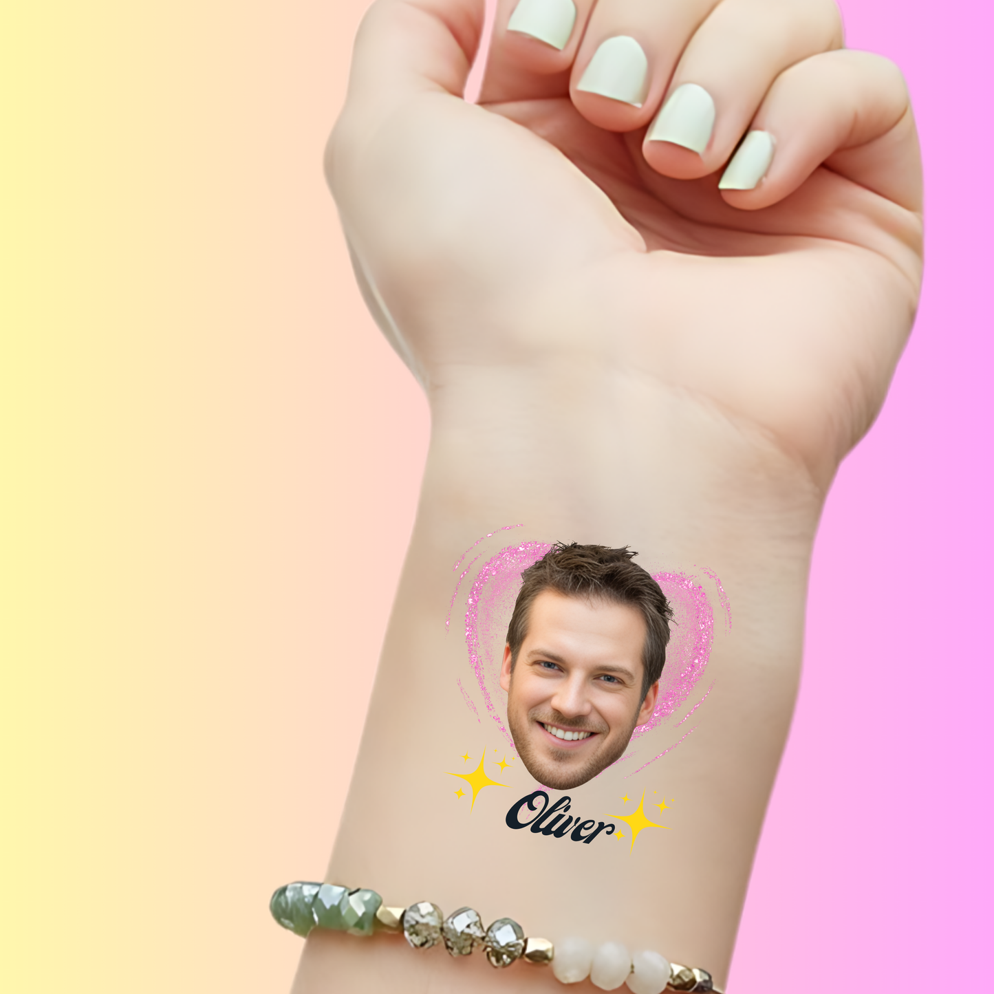 Face Tattoo with Sparkle Heart – Premium Custom Bachelorette Tattoos