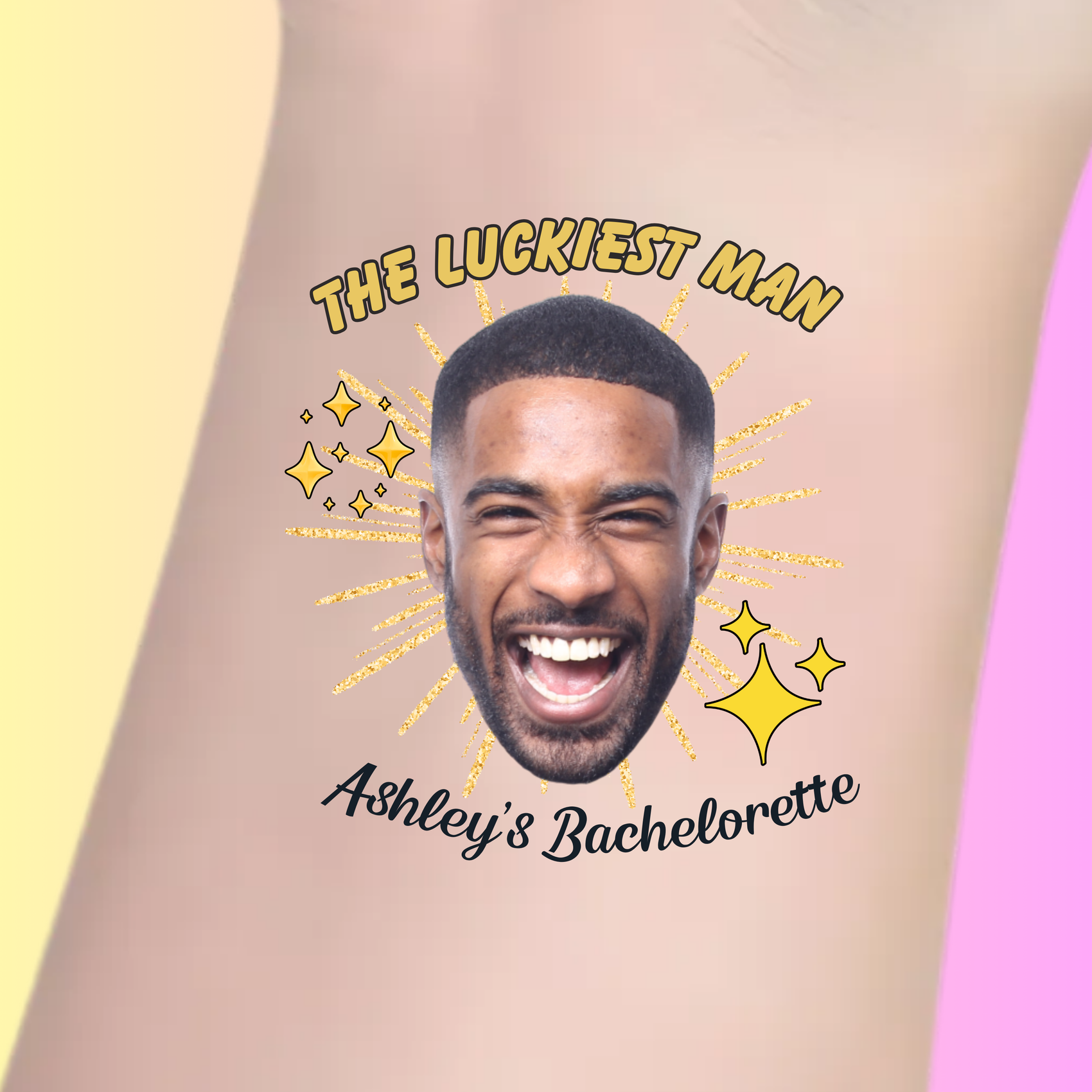Custom Bachelorette Temporary Tattoos - Luckiest Man Starburst