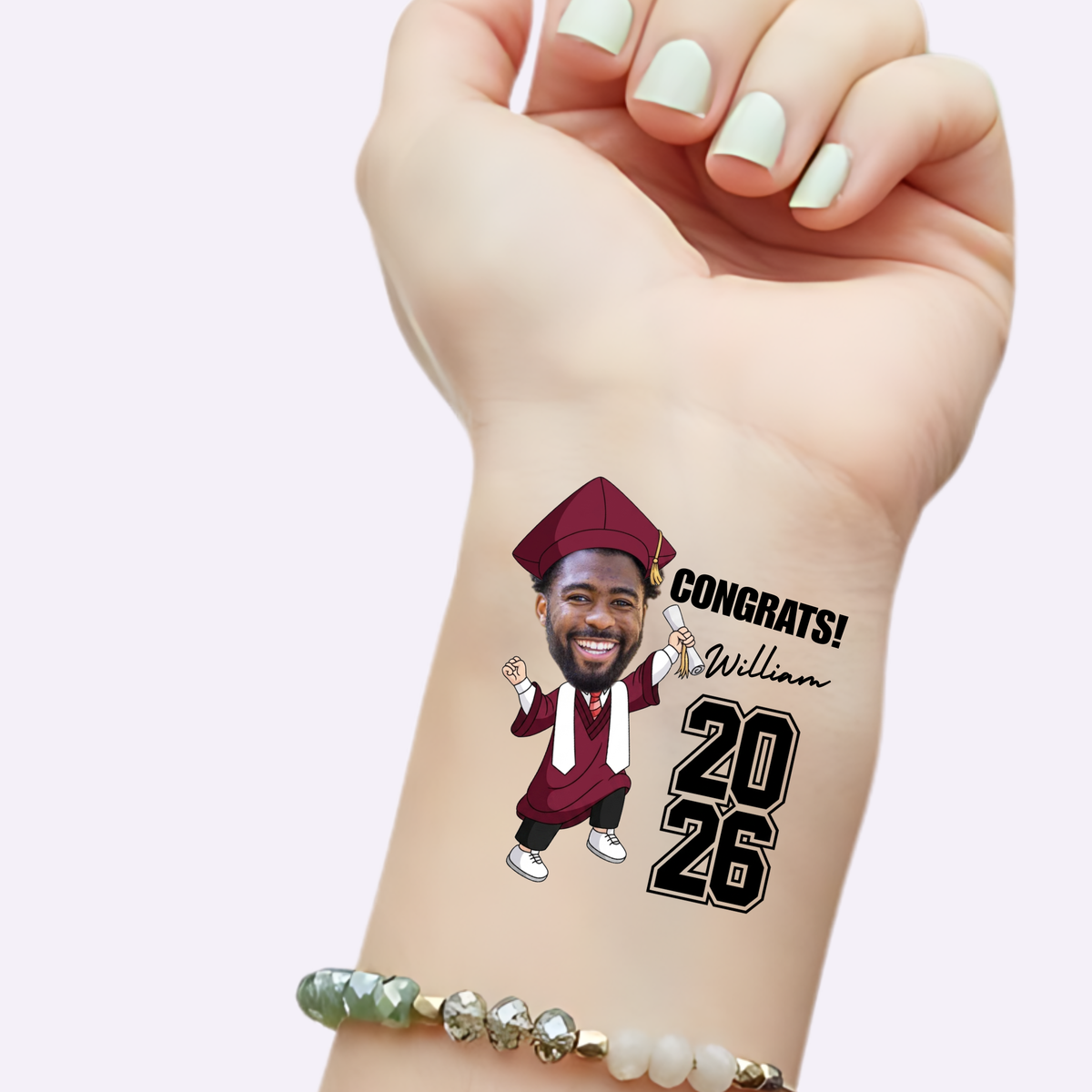 Custom Graduation Tattoos - Burgundy Gown Graduate
