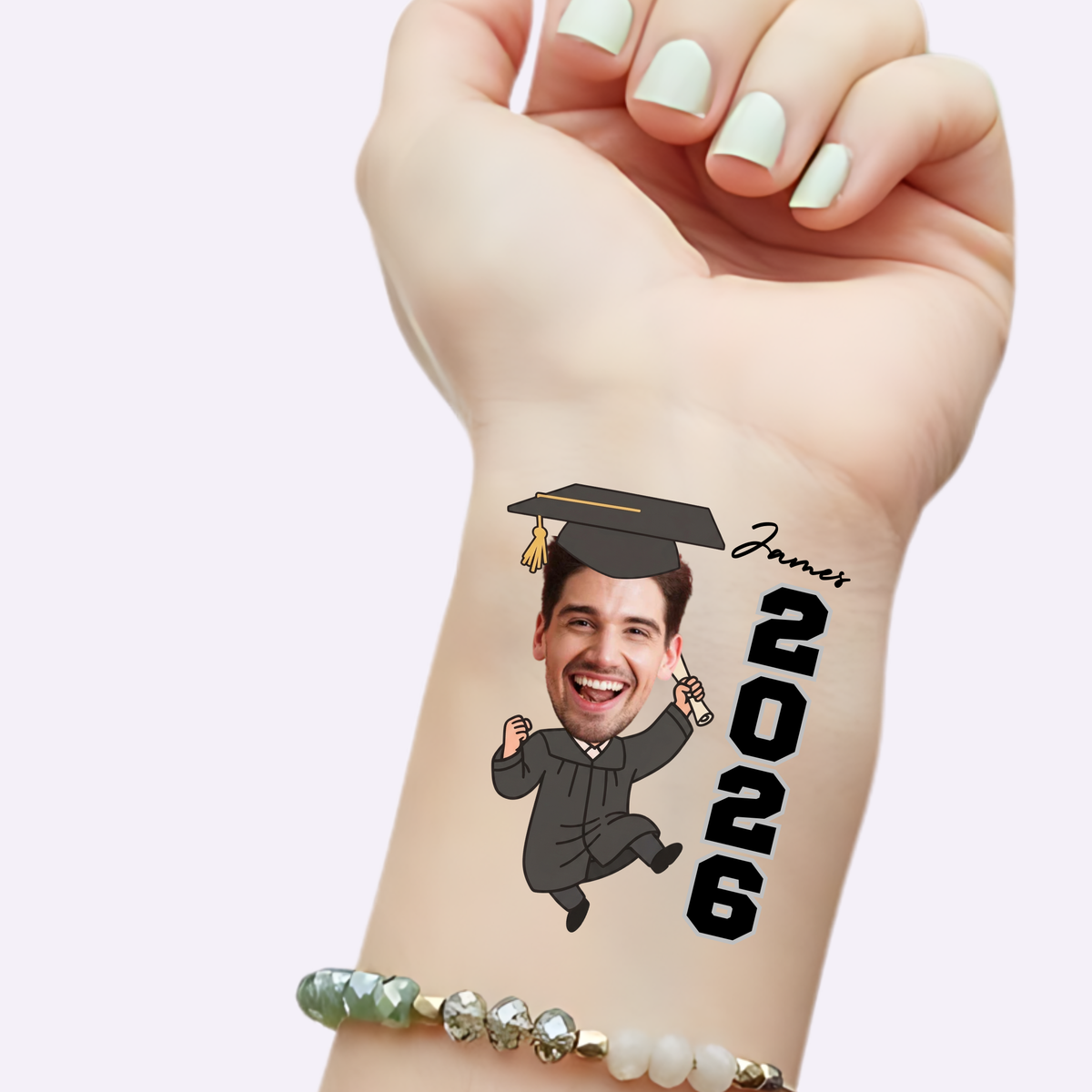 Custom Graduation Tattoos - Jumping Graduate Vertical Year