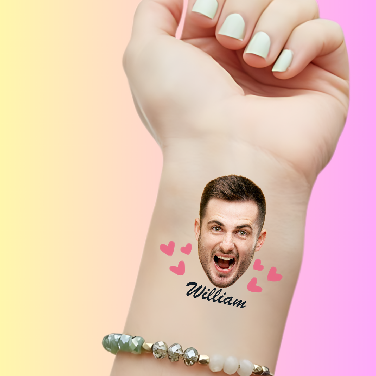 Groom Face with Hearts  – Premium Custom Bachelorette Tattoos