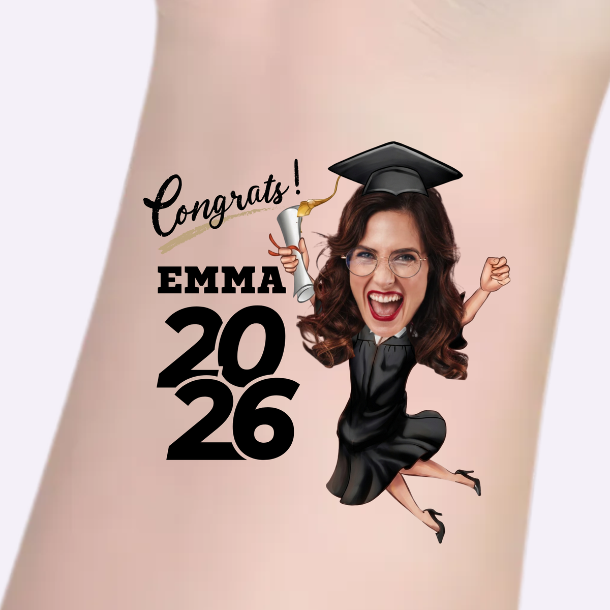 Jumping Graduate Bold Year – Custom Graduation Tattoos