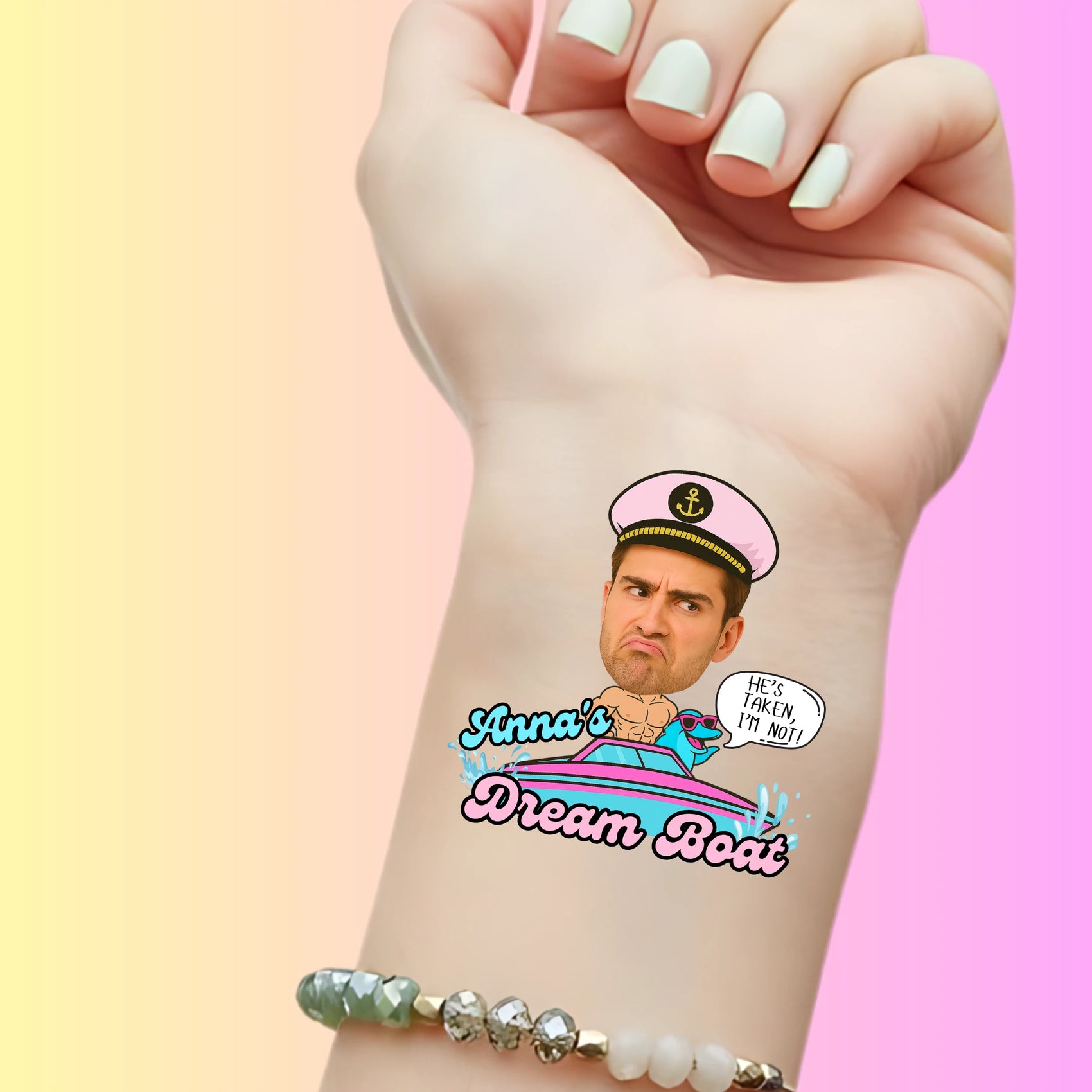 Custom Bachelorette Temporary Tattoos - Dream Boat Yacht