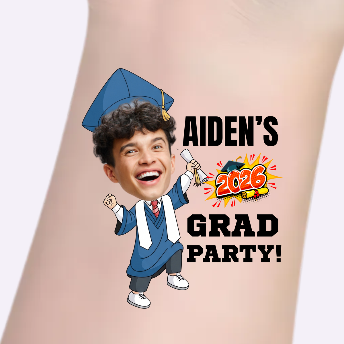 Comic Grad Party – Custom Graduation Tattoos