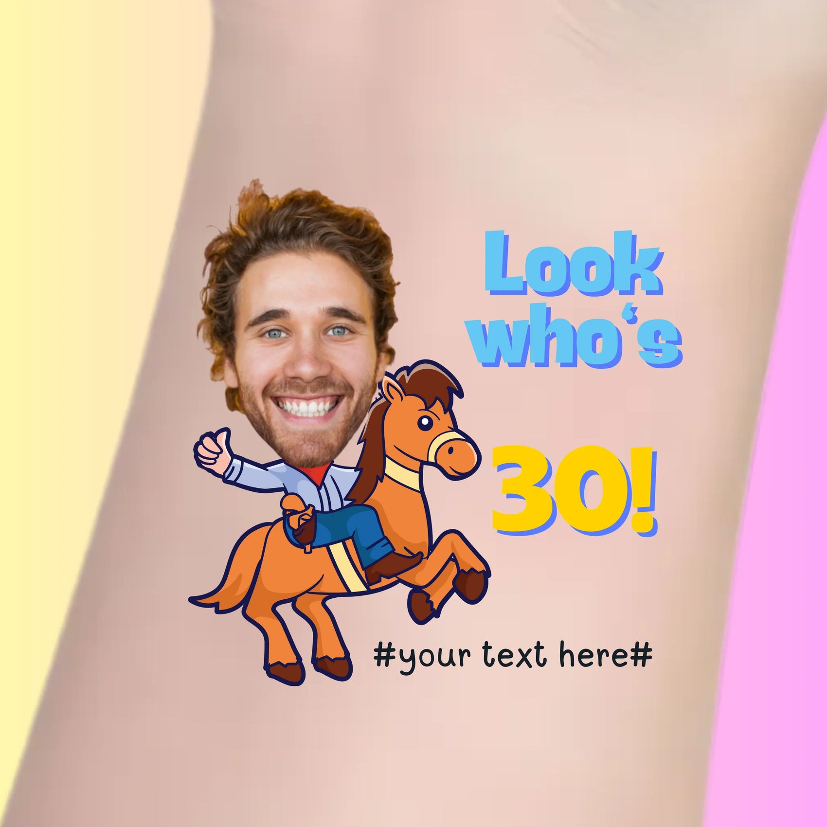 Custom Birthday Temporary Tattoos - Funny Horse Rider Birthday