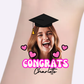 Custom Graduation Tattoos - Pink Hearts Congrats