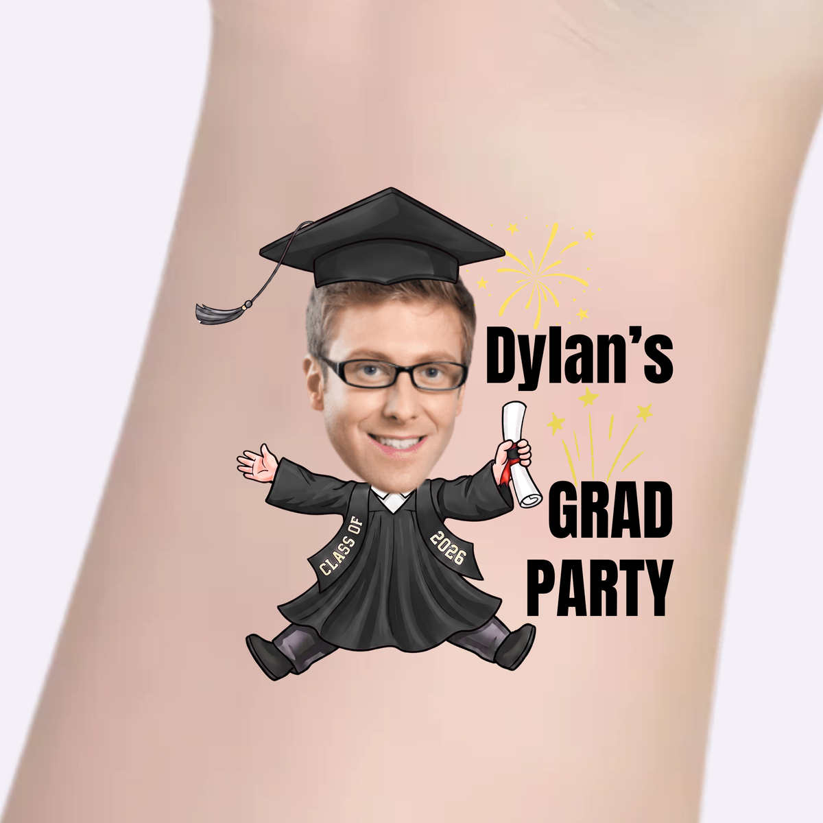 Custom Graduation Tattoos - Jumping Graduate Party