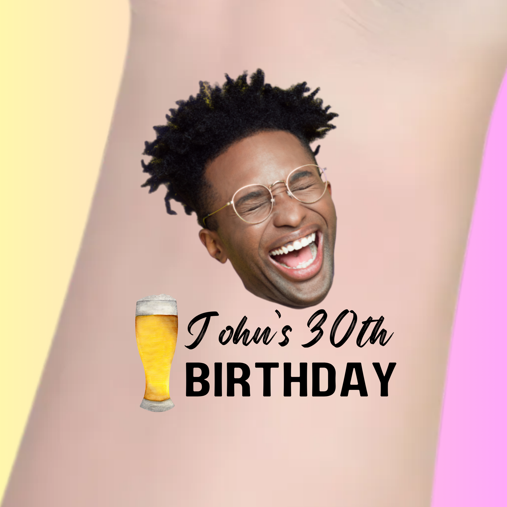 Custom Birthday Temporary Tattoos - Funny Beer Glass Birthday