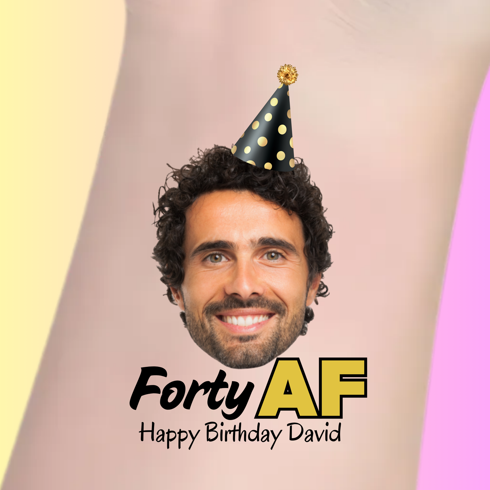 Custom Birthday Temporary Tattoos - Funny Forty AF Black & Gold Theme