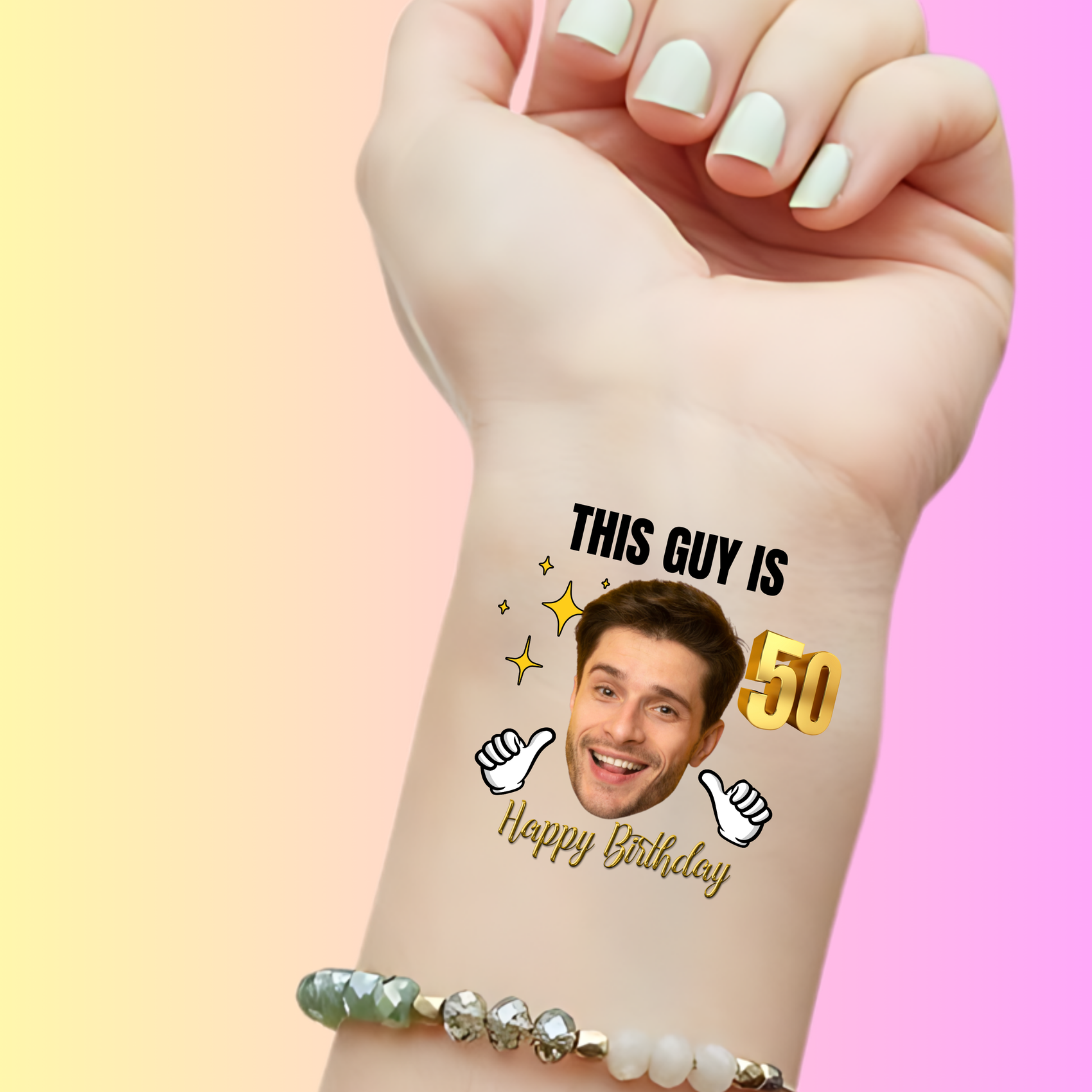 Custom Birthday Temporary Tattoos - This Guy Is 50