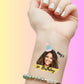 Custom Birthday Temporary Tattoos - Teal Pom-Pom Hat & Gold Sparkle