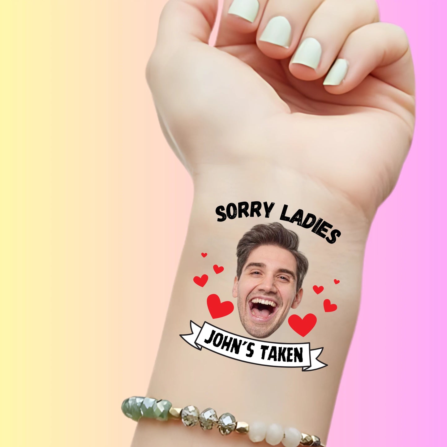 Custom Bachelorette Temporary Tattoos - Sorry Ladies, He's Taken!