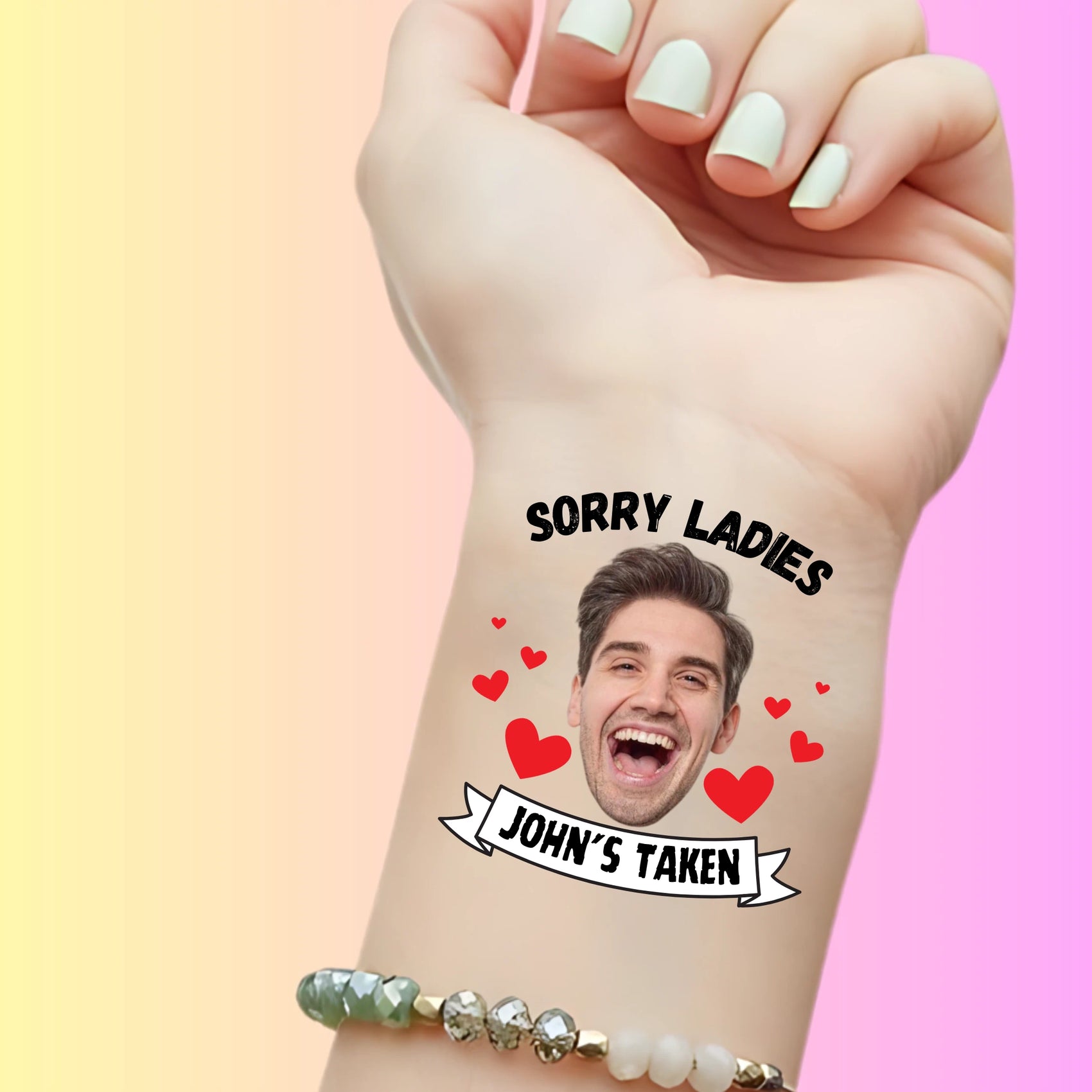 Custom Bachelorette Temporary Tattoos - Sorry Ladies, He's Taken!