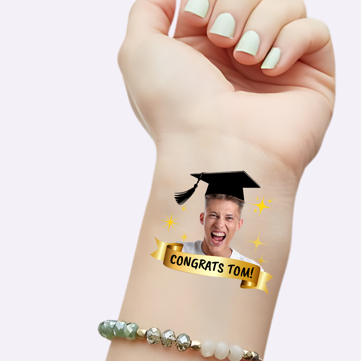 Gold Ribbon Congrats – Custom Graduation Tattoos