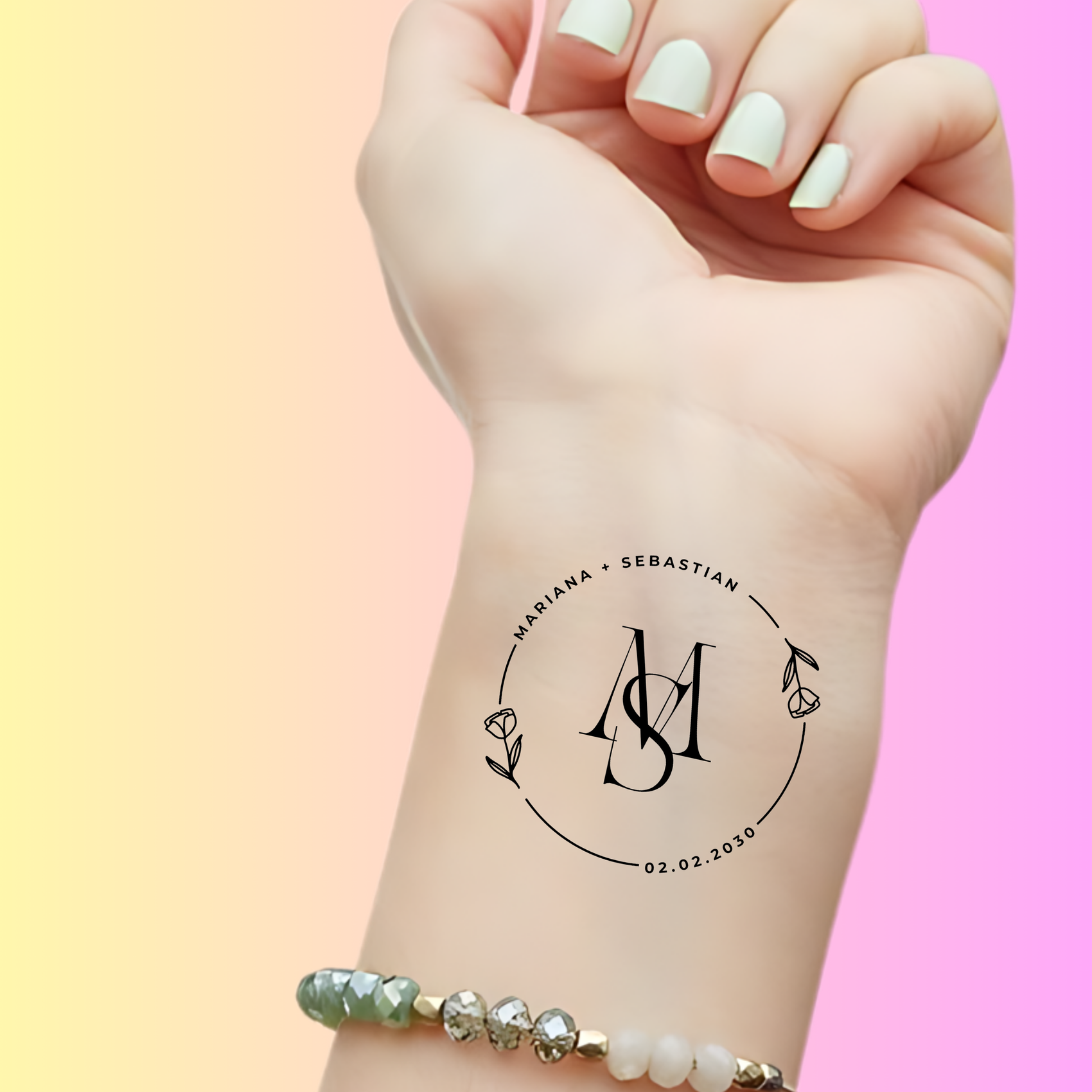 Custom Wedding Tattoos - Modern Circular Monogram