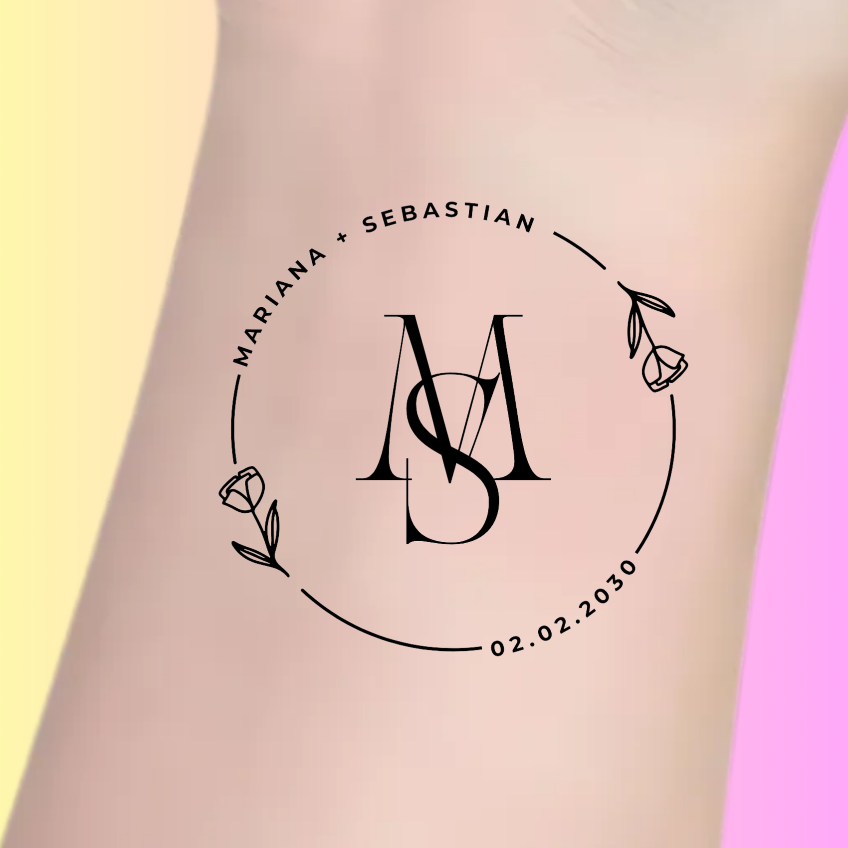 Custom Wedding Tattoos - Modern Circular Monogram