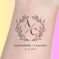 Custom Wedding Tattoos - Elegant Floral Wreath Monogram