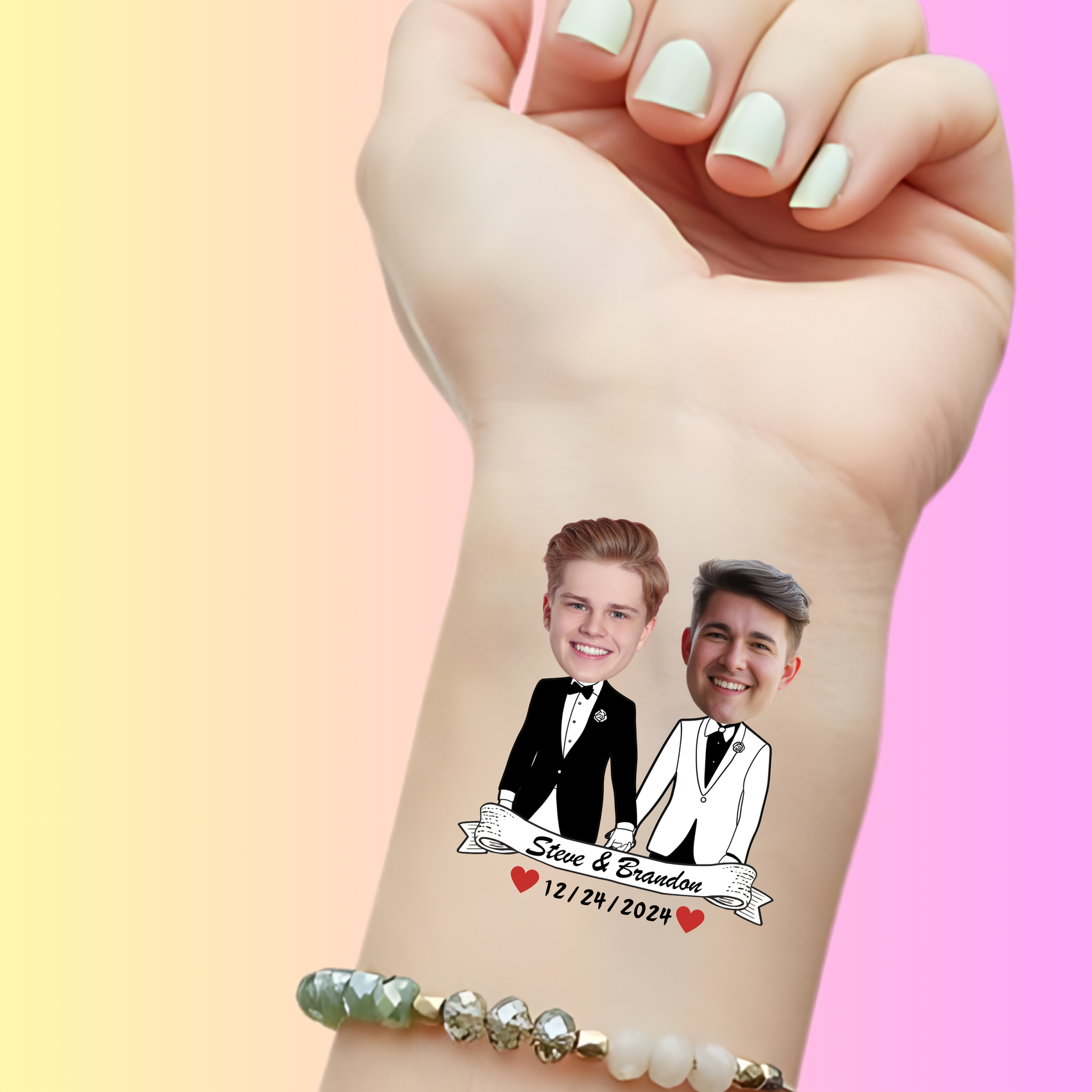 Custom Wedding Tattoos - Grooms in Tuxedos