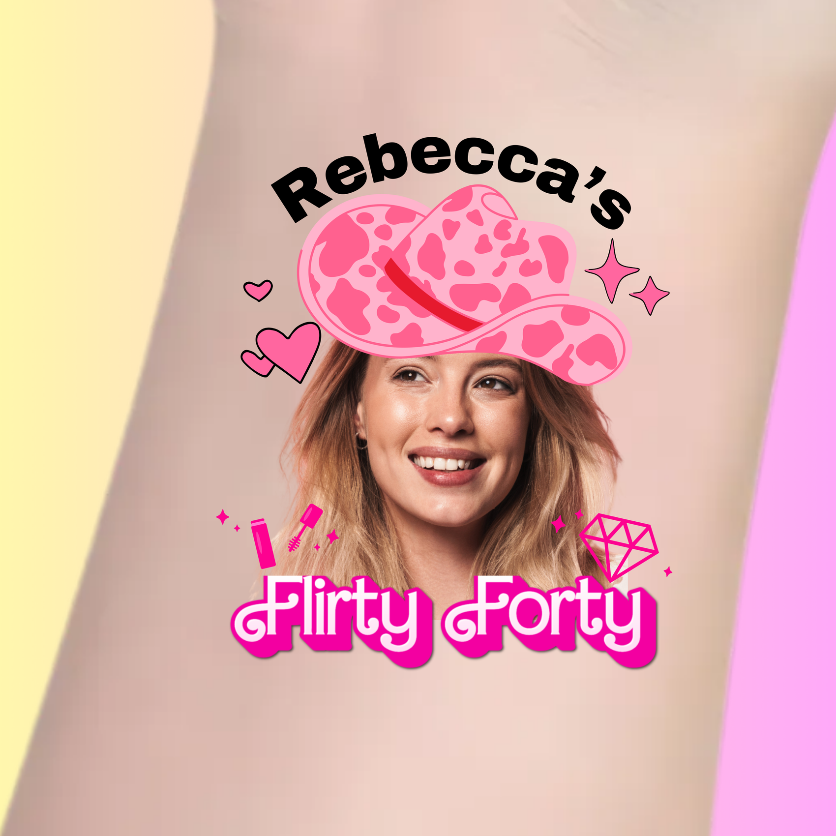 Custom Birthday Temporary Tattoos - Flirty Forty Cowgirl