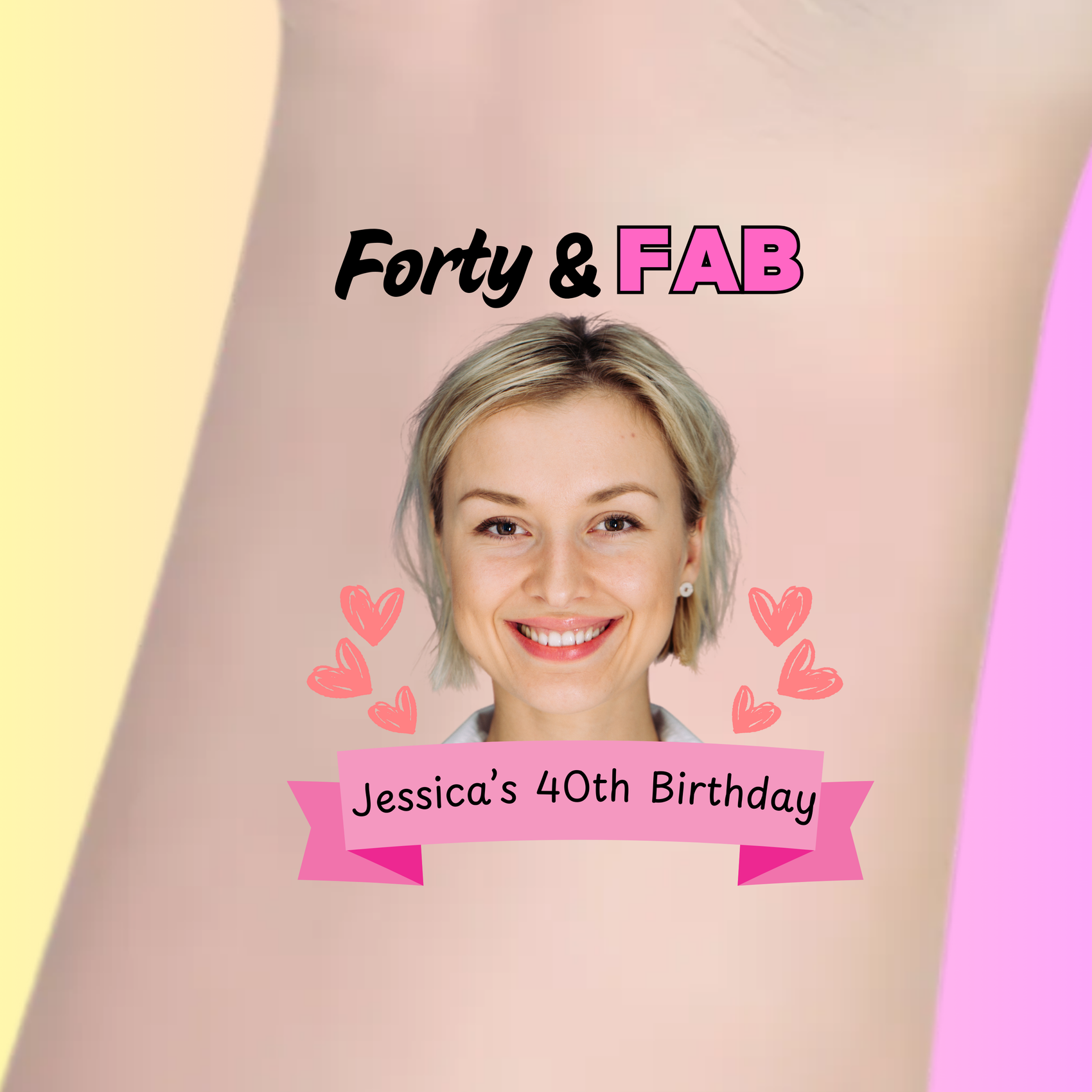 Custom Birthday Temporary Tattoose - Forty & FAB Heart