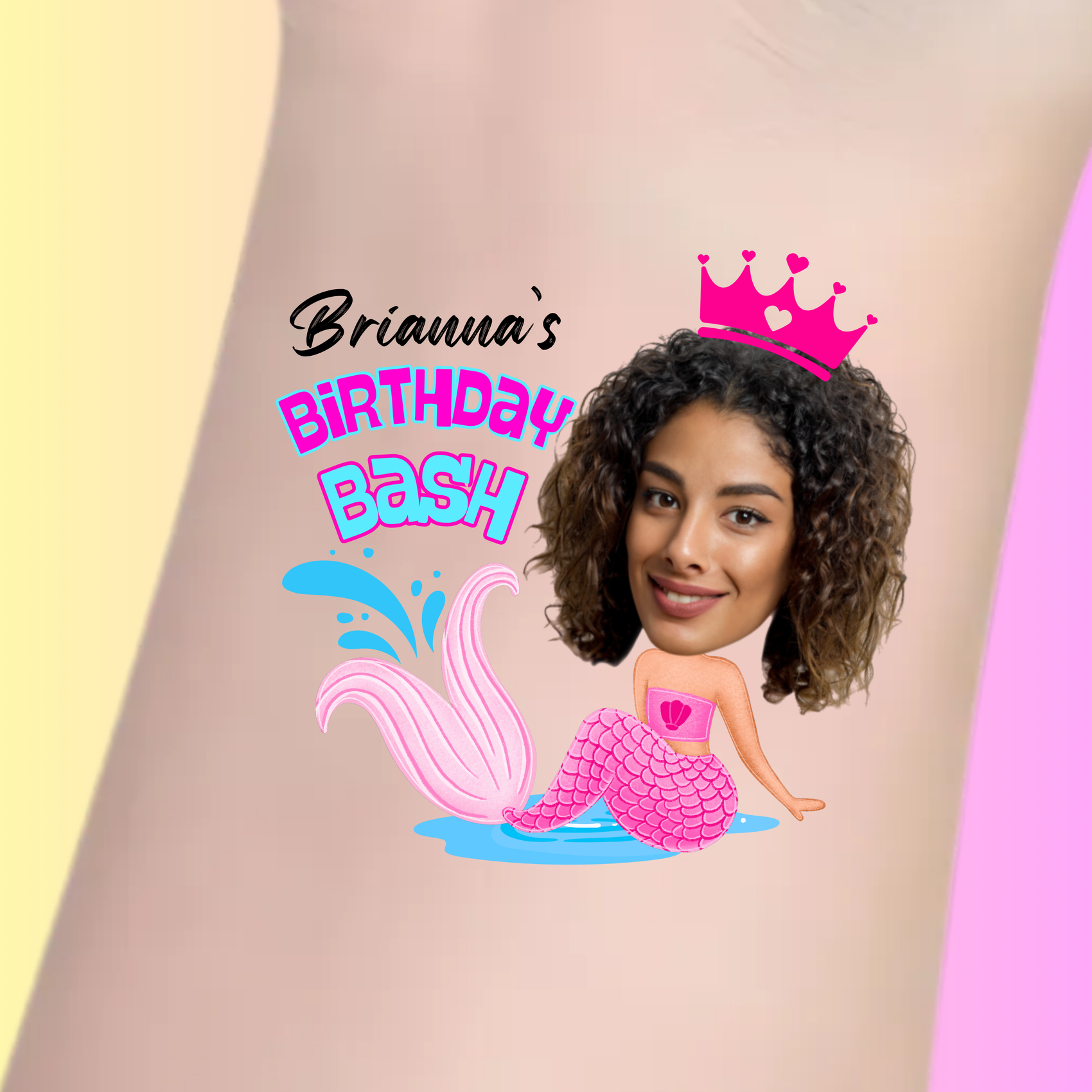 Custom Birthday Temporary Tattoos - Birthday Bash Mermaid