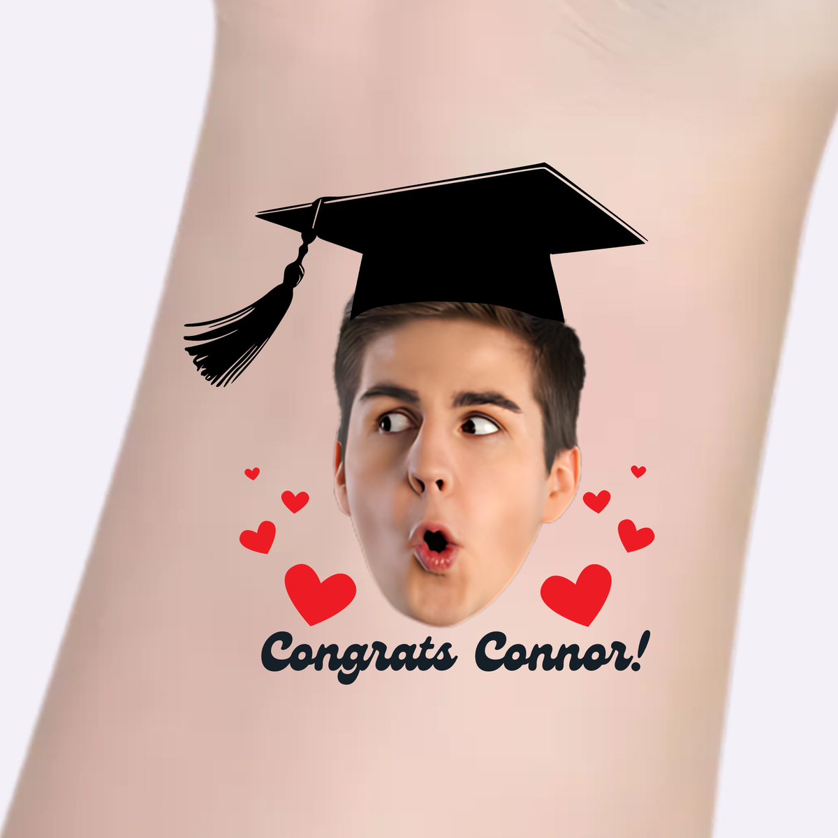 Red Hearts Congrats – Custom Graduation Tattoos