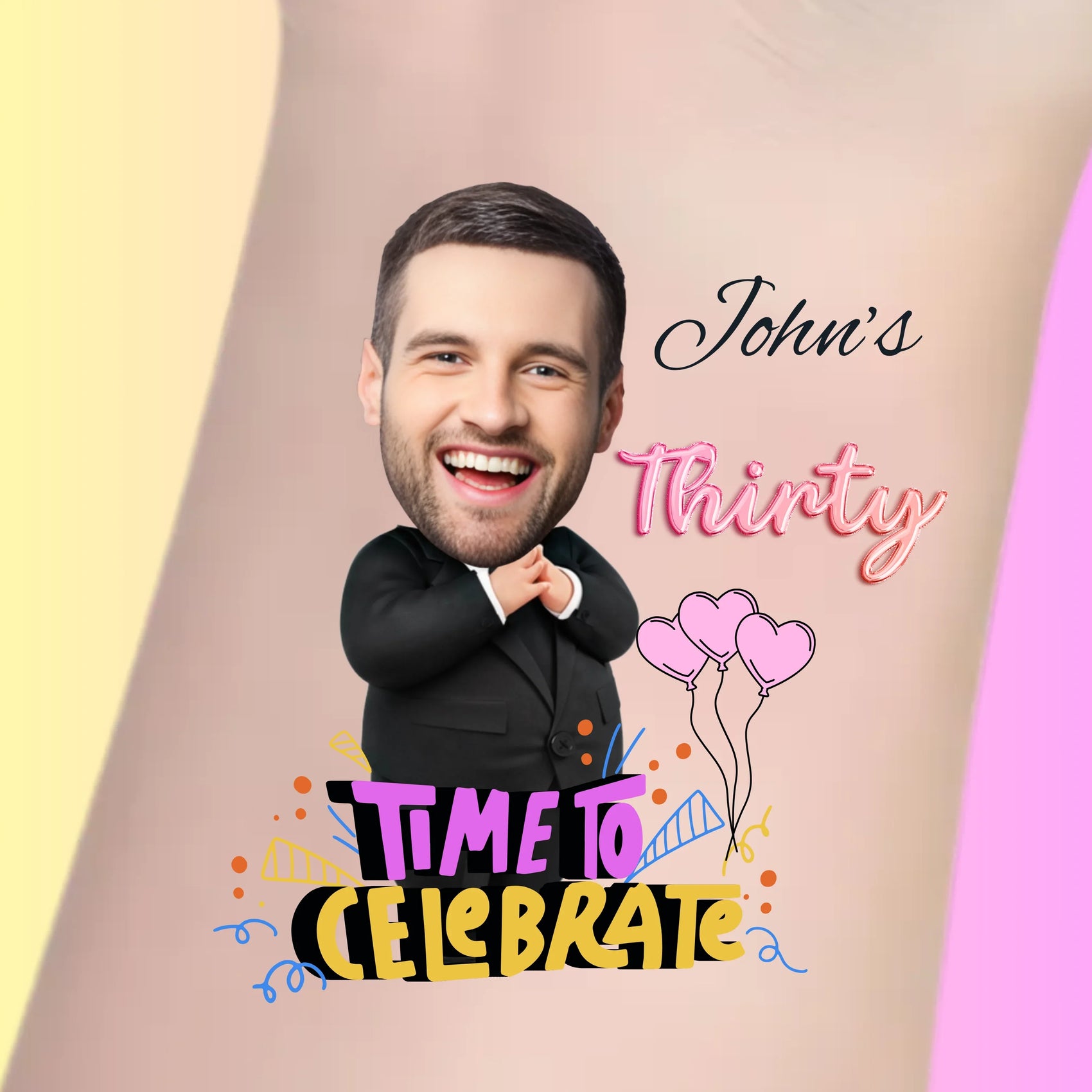 Custom Birthday Temporary Tattoos - Vibrant "Time to Celebrate"