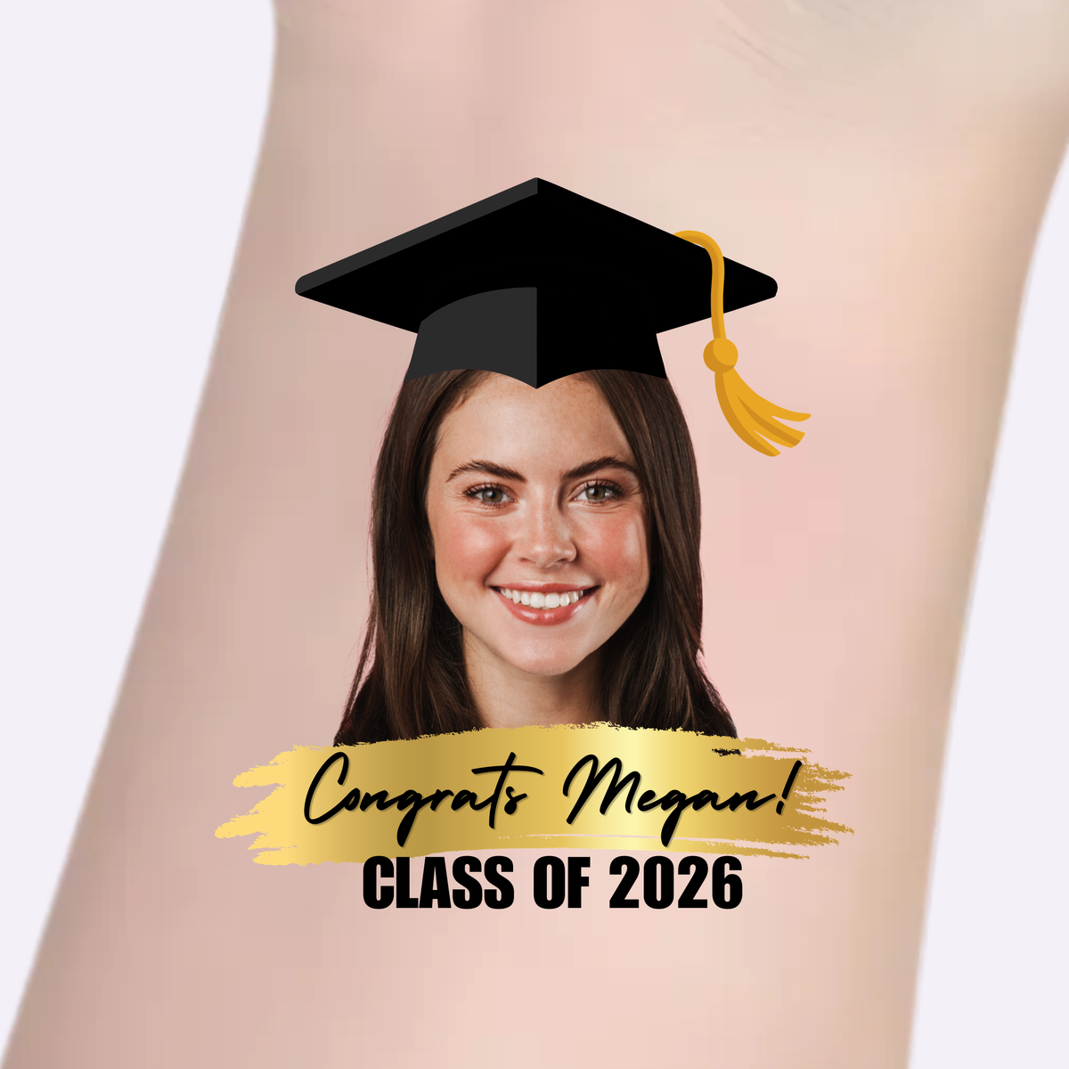Custom Graduation Tattoos - Gold Brushstroke Class of