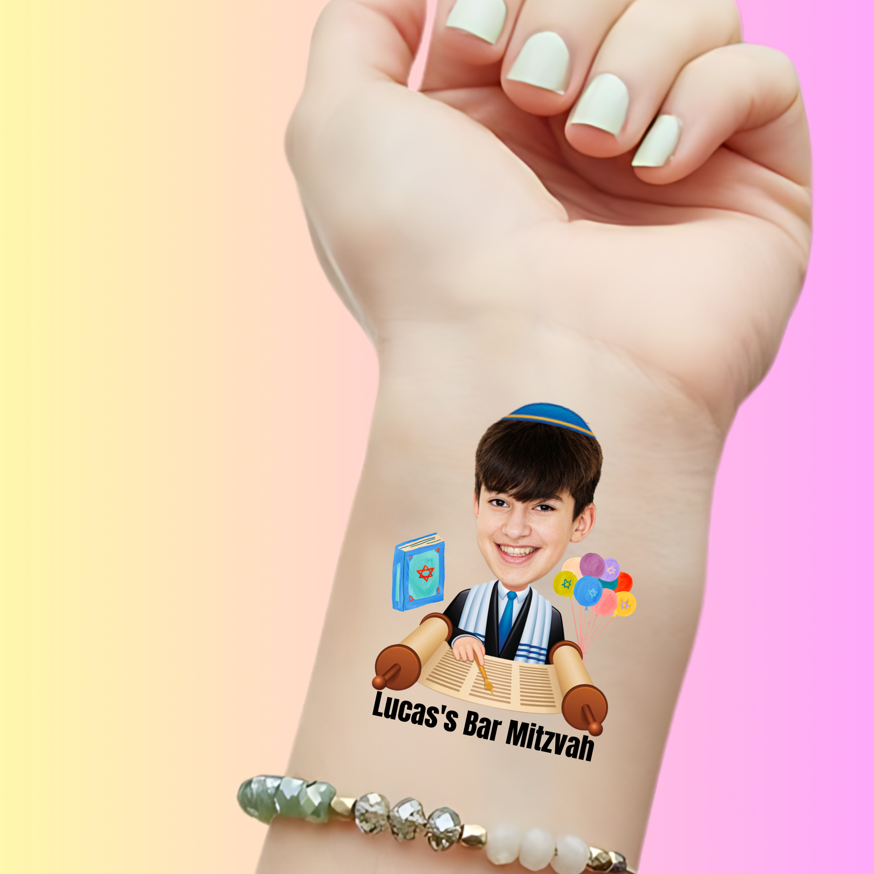 Custom Bar Mitzvah Temporary Tattoos - Torah Celebration