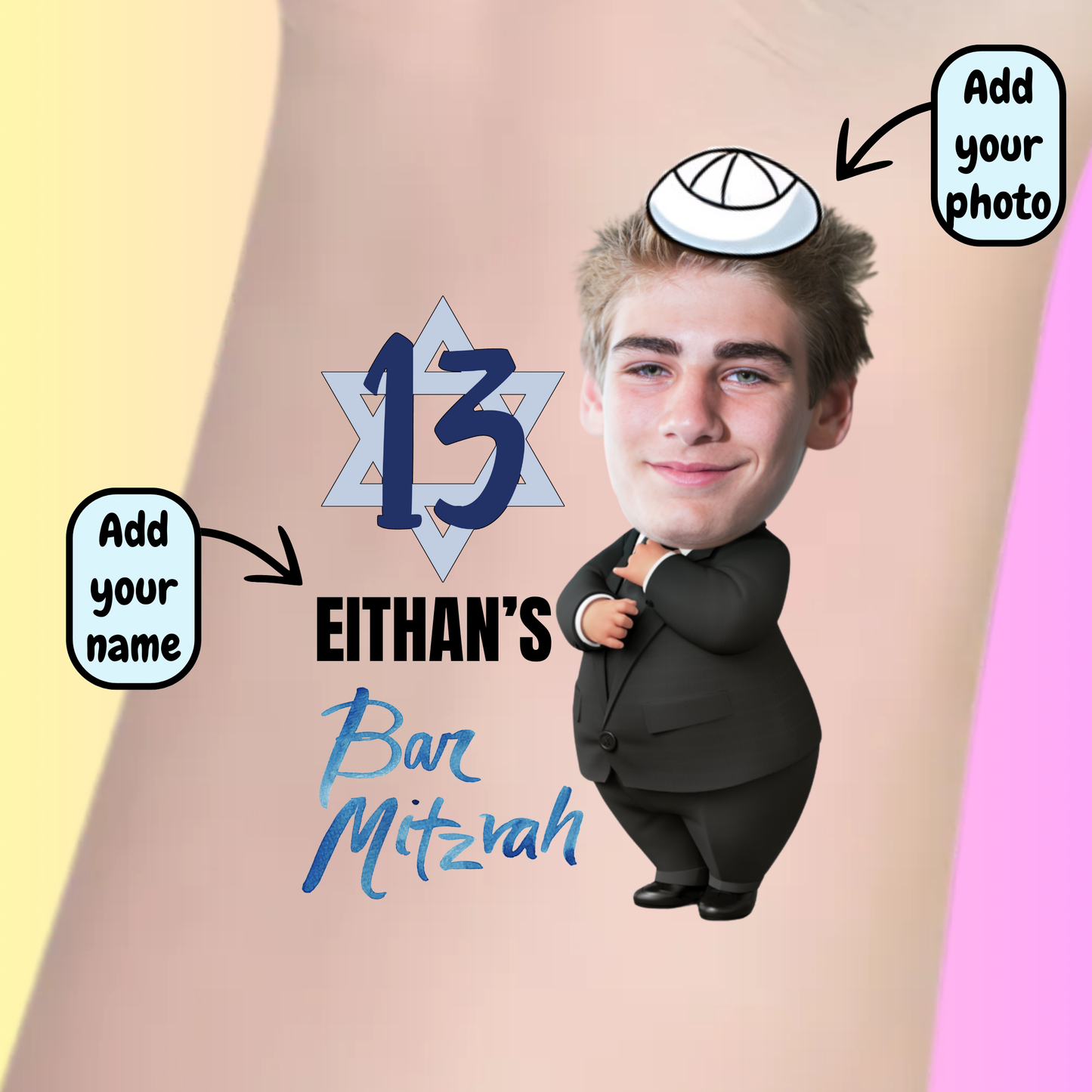 Funny Bar Mitzvah Boy - Premium Custom Bar Mitzvah Tattoos