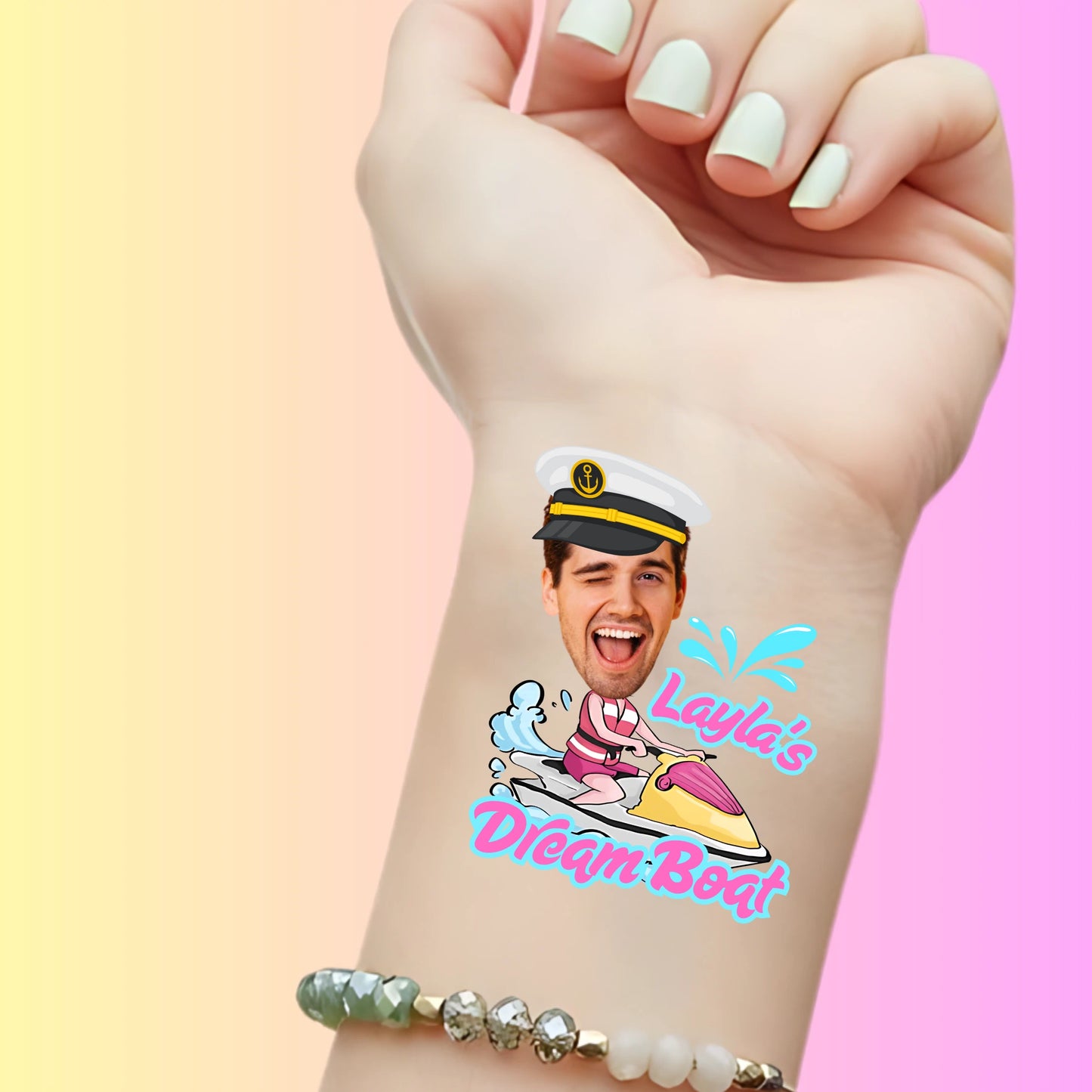 Custom Bachelorette Temporary Tattoos - Dream Boat