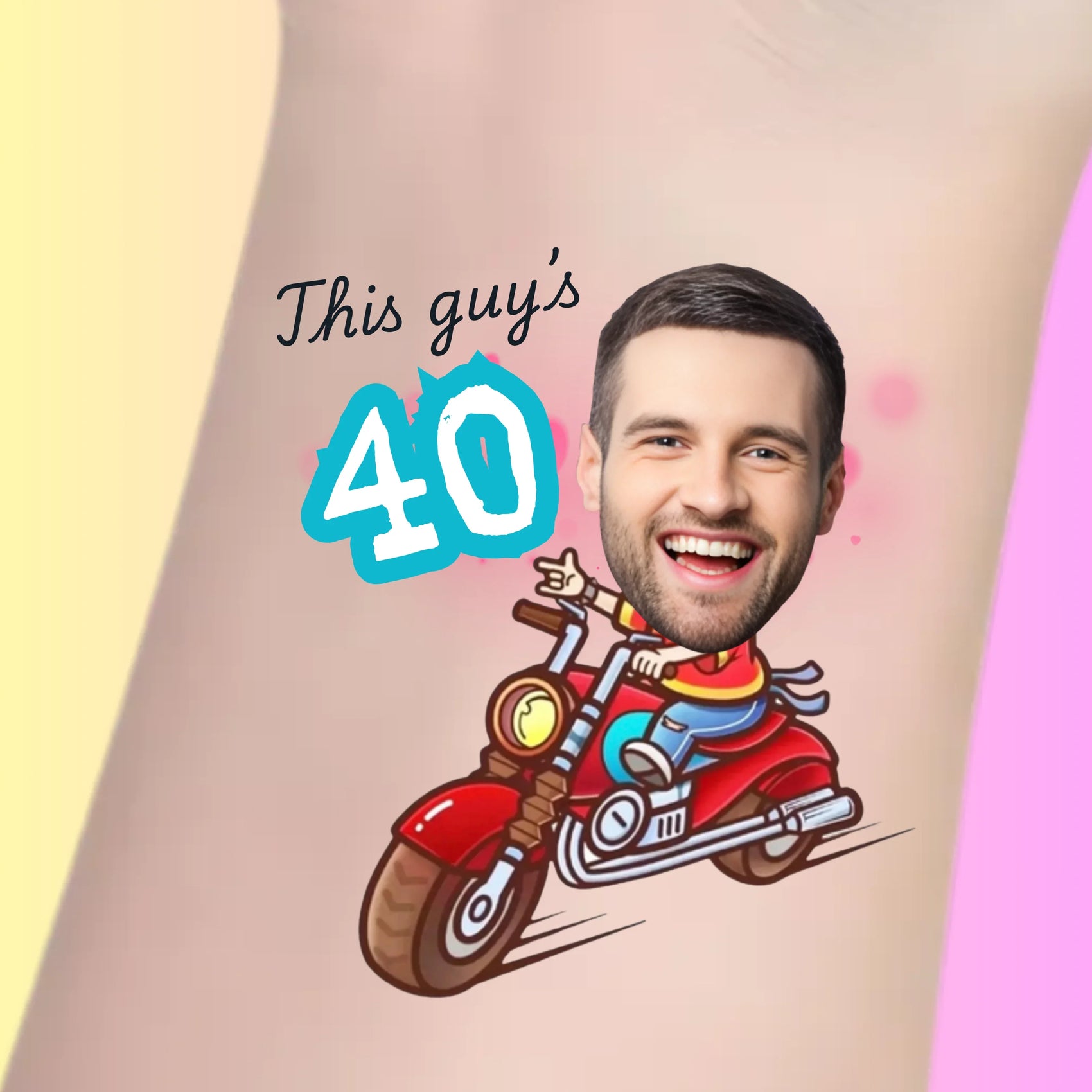 Custom Birthday Temporary Tattoos - Funny Motorcycle Rider Birthday