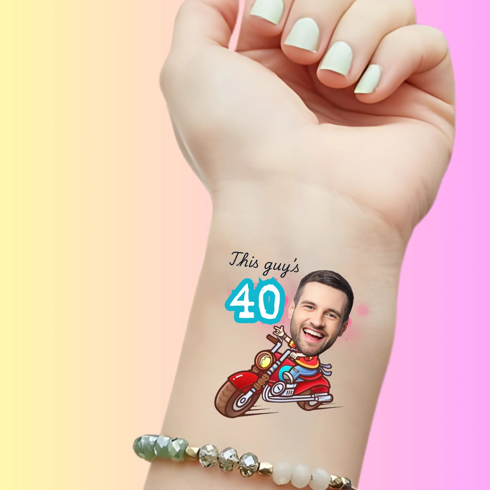 Custom Birthday Temporary Tattoos - Funny Motorcycle Rider Birthday