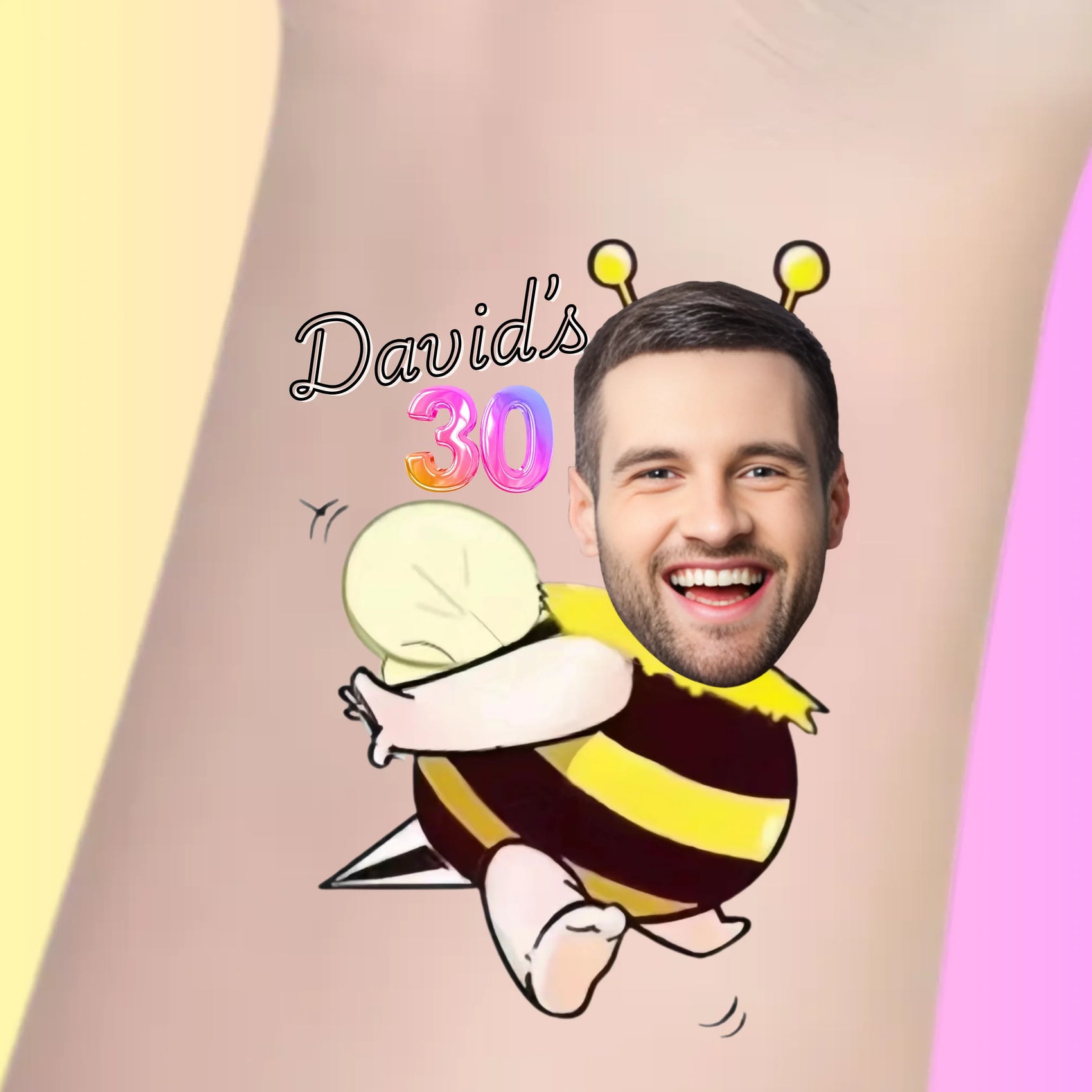 Custom Birthday Temporary Tattoos - Funny Bumble Bee Birthday