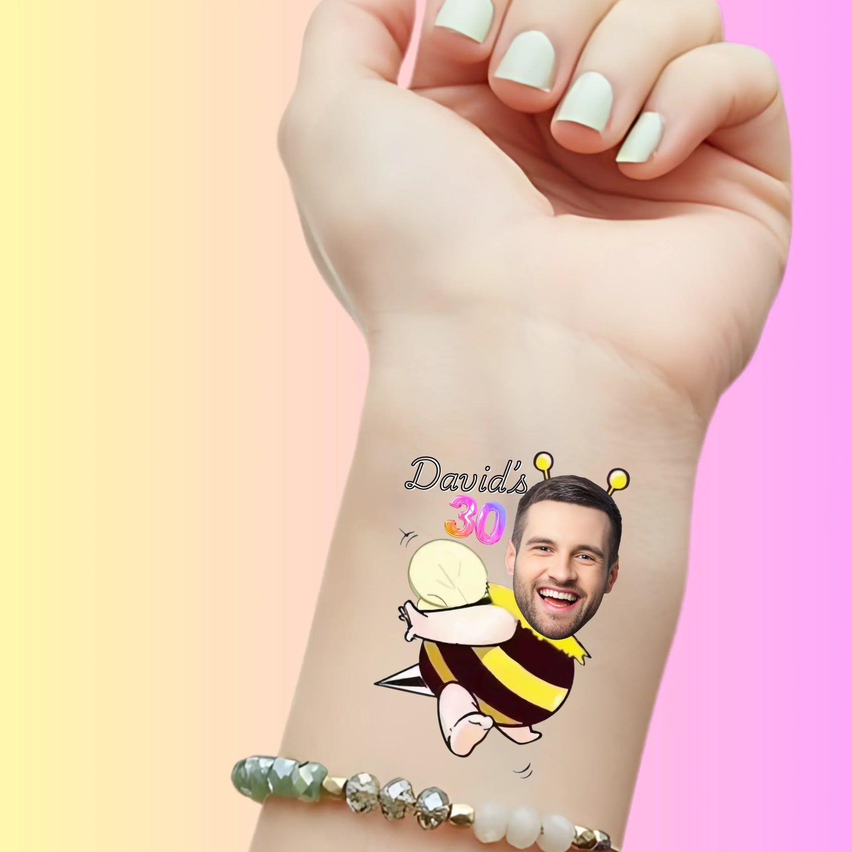 Custom Birthday Temporary Tattoos - Funny Bumble Bee Birthday