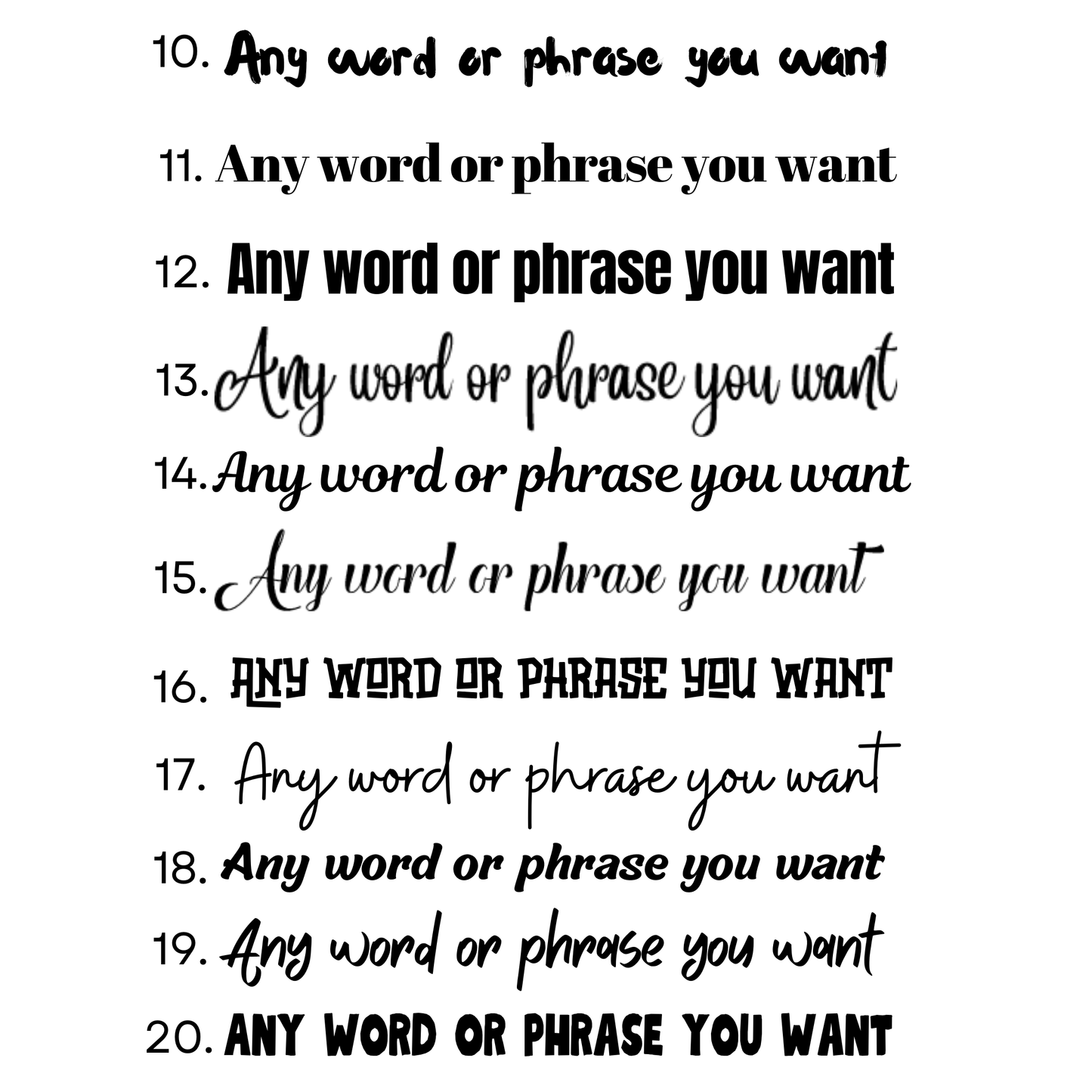 Custom Text Temporary Tattoos - Personalized Script & Font