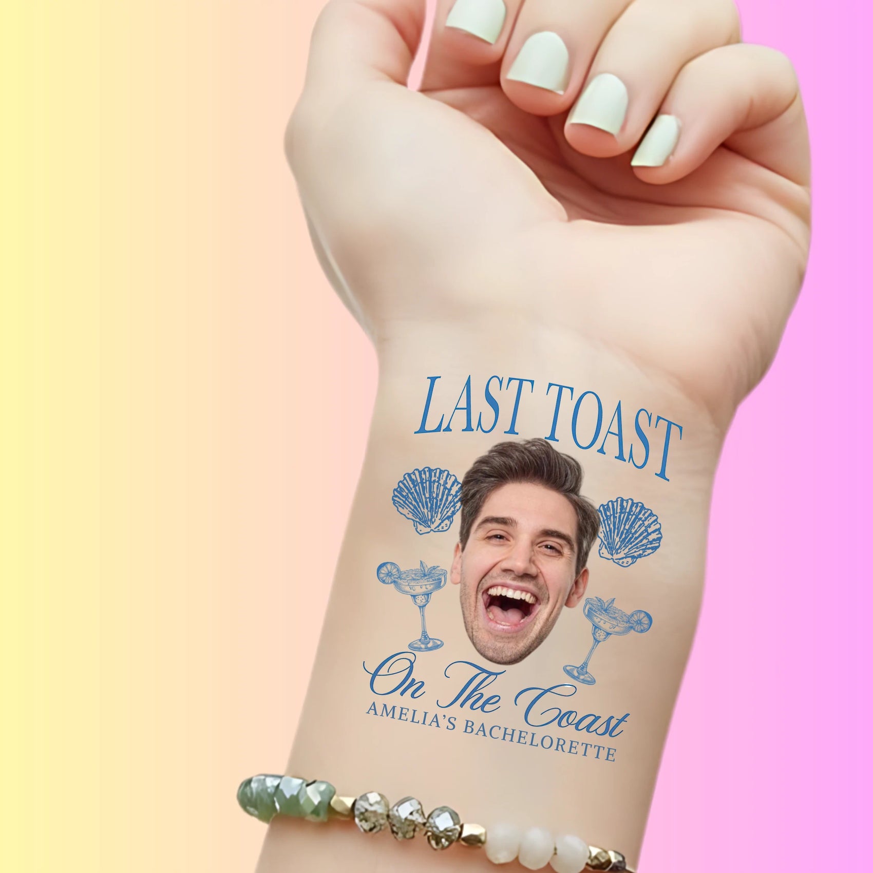 Custom Bachelorette Temporary Tattoos - Last Toast On the Coast